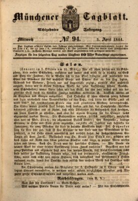 Münchener Tagblatt Mittwoch 3. April 1844