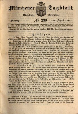 Münchener Tagblatt Dienstag 20. August 1844