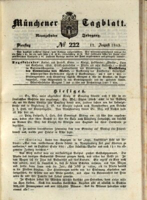 Münchener Tagblatt Dienstag 12. August 1845