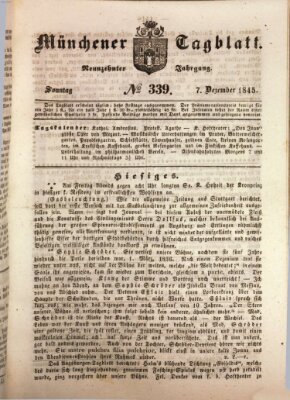 Münchener Tagblatt Sonntag 7. Dezember 1845