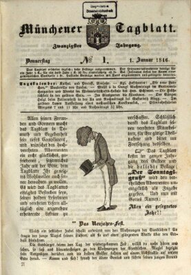 Münchener Tagblatt Donnerstag 1. Januar 1846