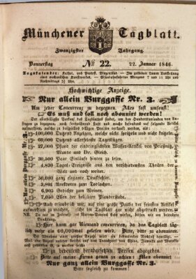 Münchener Tagblatt Donnerstag 22. Januar 1846