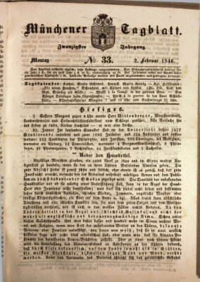 Münchener Tagblatt Montag 2. Februar 1846