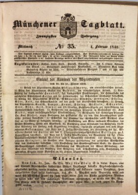 Münchener Tagblatt Mittwoch 4. Februar 1846