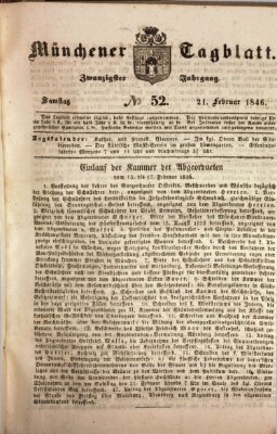 Münchener Tagblatt Samstag 21. Februar 1846