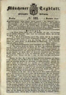Münchener Tagblatt Dienstag 1. Dezember 1846