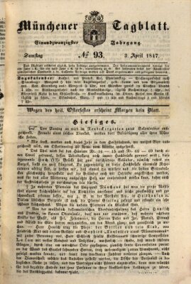 Münchener Tagblatt Samstag 3. April 1847