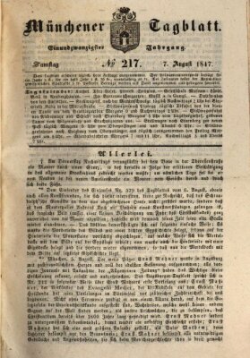 Münchener Tagblatt Samstag 7. August 1847