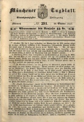 Münchener Tagblatt Mittwoch 20. Oktober 1847