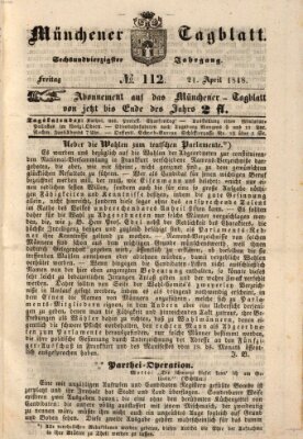 Münchener Tagblatt Freitag 21. April 1848