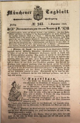 Münchener Tagblatt Freitag 1. September 1848