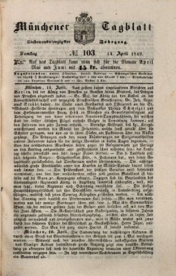 Münchener Tagblatt Samstag 14. April 1849