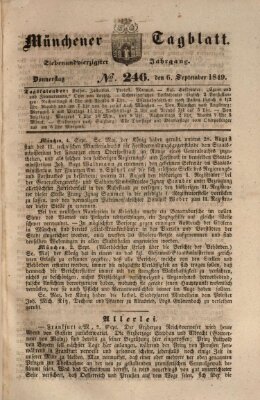 Münchener Tagblatt Donnerstag 6. September 1849