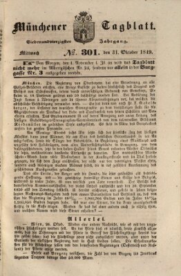 Münchener Tagblatt Mittwoch 31. Oktober 1849