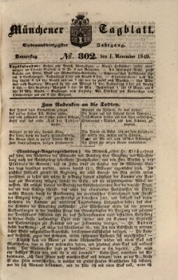 Münchener Tagblatt Donnerstag 1. November 1849