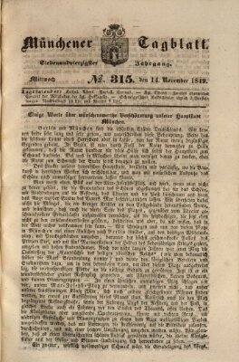 Münchener Tagblatt Mittwoch 14. November 1849