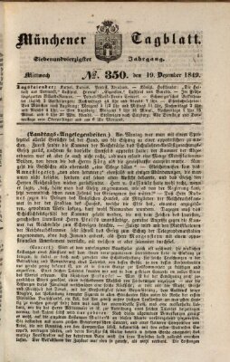 Münchener Tagblatt Mittwoch 19. Dezember 1849