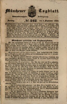 Münchener Tagblatt Sonntag 1. September 1850