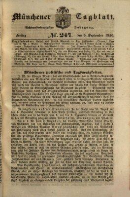 Münchener Tagblatt Freitag 6. September 1850