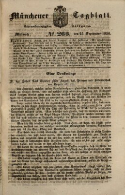 Münchener Tagblatt Mittwoch 25. September 1850