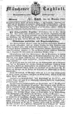 Münchener Tagblatt Mittwoch 10. Dezember 1851