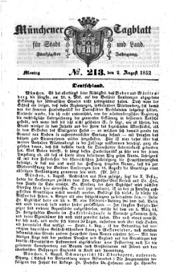 Münchener Tagblatt für Stadt und Land (Münchener Tagblatt) Montag 2. August 1852