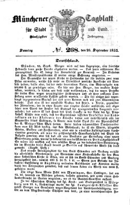 Münchener Tagblatt für Stadt und Land (Münchener Tagblatt) Sonntag 26. September 1852