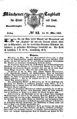 Münchener Tagblatt für Stadt und Land (Münchener Tagblatt) Freitag 25. März 1853