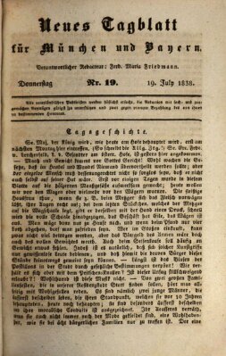 Neues Tagblatt für München und Bayern Donnerstag 19. Juli 1838