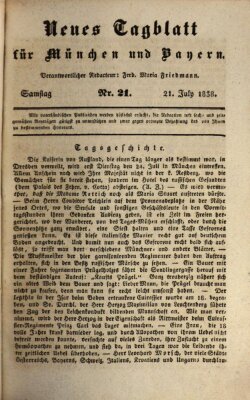 Neues Tagblatt für München und Bayern Samstag 21. Juli 1838