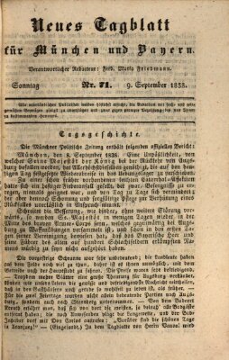 Neues Tagblatt für München und Bayern Sonntag 9. September 1838