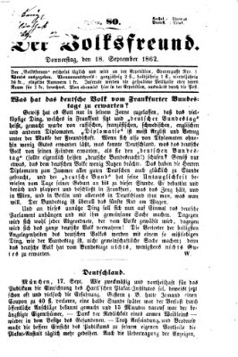 Der Volksfreund Donnerstag 18. September 1862