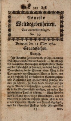 Neueste Weltbegebenheiten (Kemptner Zeitung) Freitag 14. Mai 1784