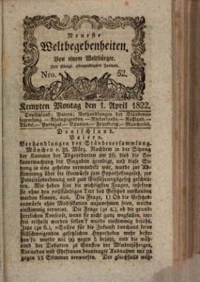 Neueste Weltbegebenheiten (Kemptner Zeitung) Montag 1. April 1822