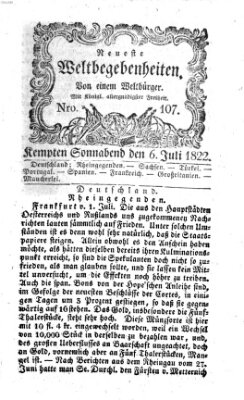 Neueste Weltbegebenheiten (Kemptner Zeitung) Samstag 6. Juli 1822