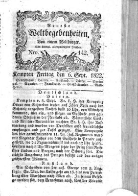 Neueste Weltbegebenheiten (Kemptner Zeitung) Freitag 6. September 1822