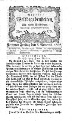 Neueste Weltbegebenheiten (Kemptner Zeitung) Freitag 8. November 1822