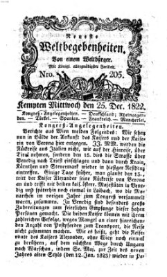 Neueste Weltbegebenheiten (Kemptner Zeitung) Mittwoch 25. Dezember 1822