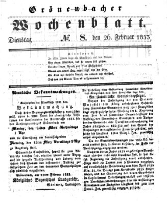Grönenbacher Wochenblatt Samstag 26. Februar 1853