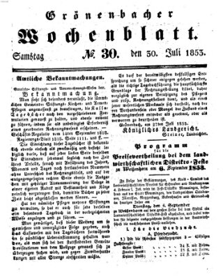 Grönenbacher Wochenblatt Samstag 30. Juli 1853