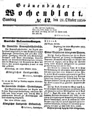 Grönenbacher Wochenblatt Samstag 21. Oktober 1854