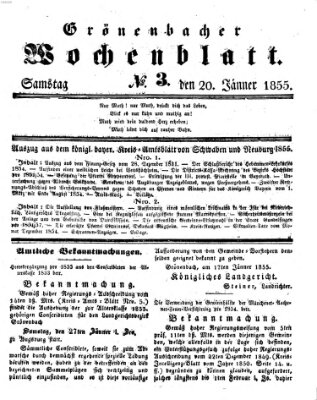 Grönenbacher Wochenblatt Samstag 20. Januar 1855