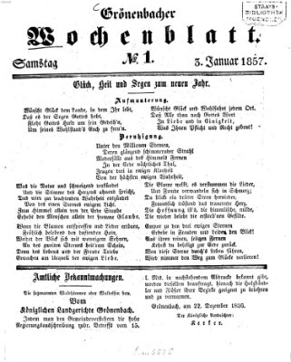 Grönenbacher Wochenblatt Samstag 3. Januar 1857