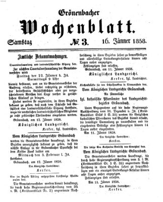 Grönenbacher Wochenblatt Samstag 16. Januar 1858