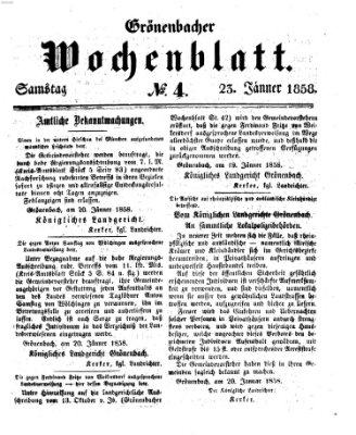 Grönenbacher Wochenblatt Samstag 23. Januar 1858