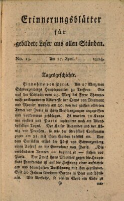 Erinnerungs-Blätter für gebildete Leser aus allen Ständen Sonntag 17. April 1814