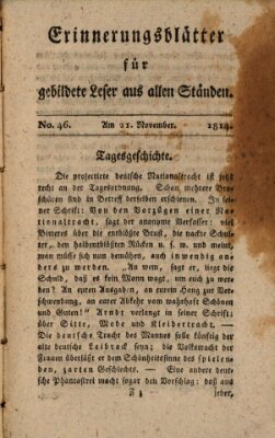 Erinnerungs-Blätter für gebildete Leser aus allen Ständen Montag 21. November 1814
