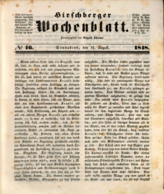 Hirschberger Wochenblatt Samstag 12. August 1848