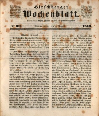 Hirschberger Wochenblatt Samstag 4. August 1849