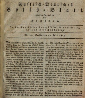 Russisch-deutsches Volksblatt Donnerstag 22. April 1813